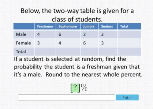 Probability that the student is a freshman given that he is a male.