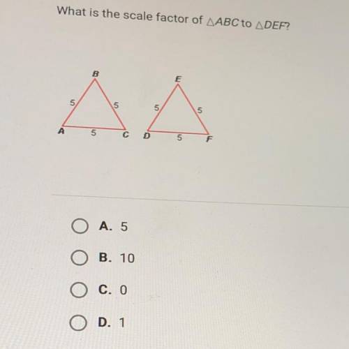 What is the scale factor of ABC to ADEF?