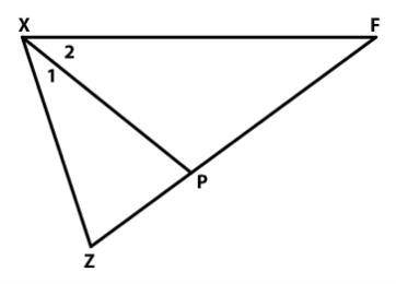 An angle is bisected by a segment forming two new angles ∠1 and ∠2. Find ∠1 if ∠ZXF = 72∘.
