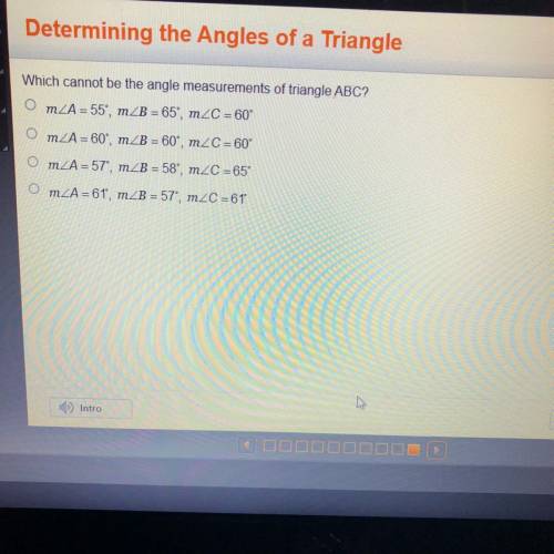 Which cannot be the angle measurements of triangle ABC?