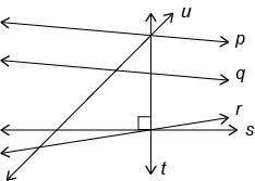 Identify a pair of perpendicular lines in the given figure. answers: s and t p and q q and t p and