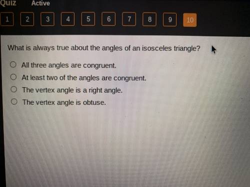 What is always true about the angles of an isosceles triangle?