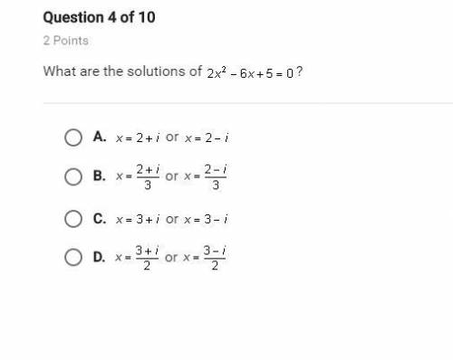 What are the solutions of 2x²-6x+5=0?