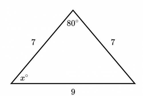 Find the value of x in the triangle below (please help mee)