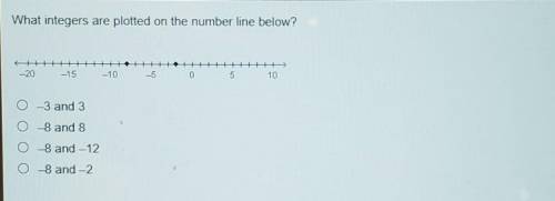What integers are plotted on the number line below?

0-3 and 308 and 80 -8 and -128 and -2