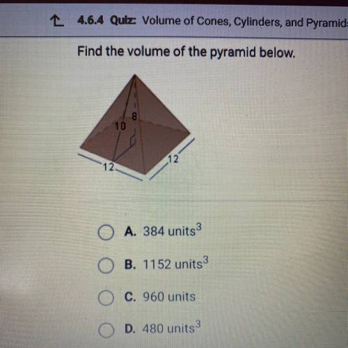 Find the volume of the pyramid . ( pic included )