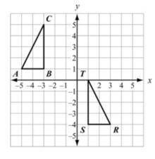 Which sequence of transformations maps ΔABC onto ΔRST?