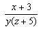 What are the excluded values? x = -3; z = 0 y = -5; z = 0 y = 0; z = -5 none of the above