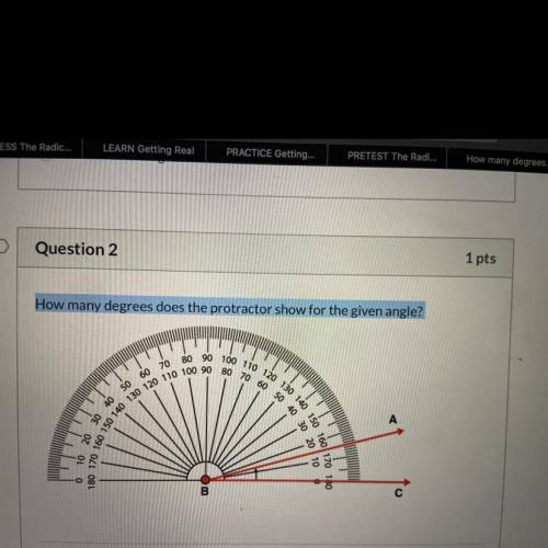 How many degrees does the protractor show for the given angle

A. 35
B. 175
C. 175
D. 15
Please he