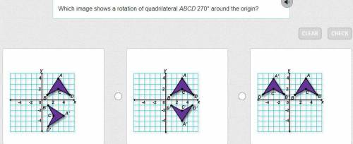 Which image shows a rotation of quadrilateral ABCD 270° around the origin?