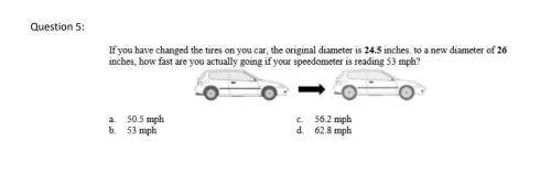 If you have changed the tires on your car, the original diameter is 24.5 inches. to a new diameter