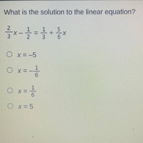 What is the solution to the linear equation ?