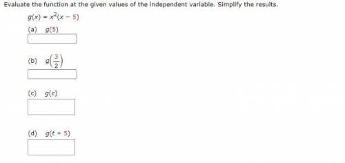 Evaluate the function at the given values of the independent variable. Simplify the results.
