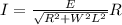 I = \frac{E}{ \sqrt{R {}^{2} + W {}^{2} L { {}^{2} }^{} } } R