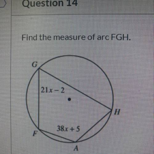 Find the measure of arc FGH.