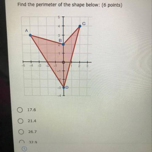 Find the perimeter of the shape below: (6 points)