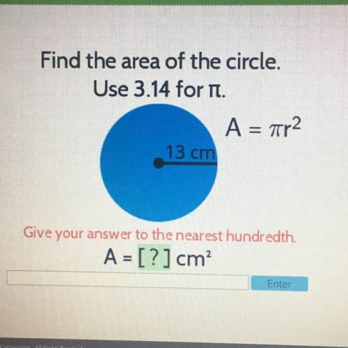 Help me plz 
Find the area of the circle use 3.14 for pi