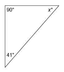 Determine the value of x in the triangle shown. answers : 49° 229° 41° 131°
