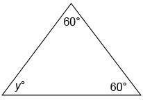 Determine the value of y in the figure, and identify whether the triangle is isosceles or equilater