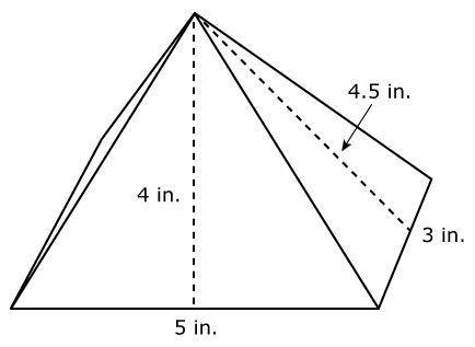 PLZ HELP Find the surface area of this rectangular pyramid. 48.5 square inches 48 square inches 31.
