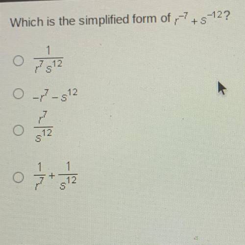 HELPPPPPPWhich is the simplified form of -7 +5-12?

1
12
S
O M - 512
12
S
o
1
12
S