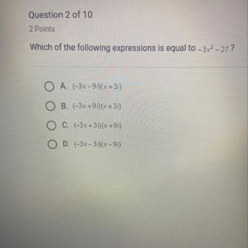 Which of the following expressions is equal to -3X2-27?
