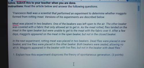 Explain how this experiment disproves the theory of spontaneous generation.