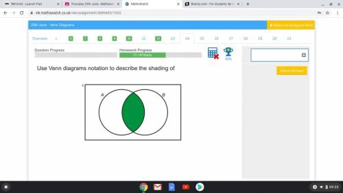 Use Venn diagram notations to describe the shading of