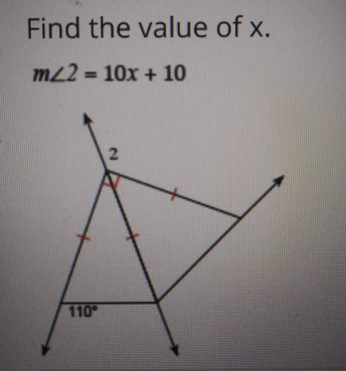 Find the value of xm<2= 10x + 10