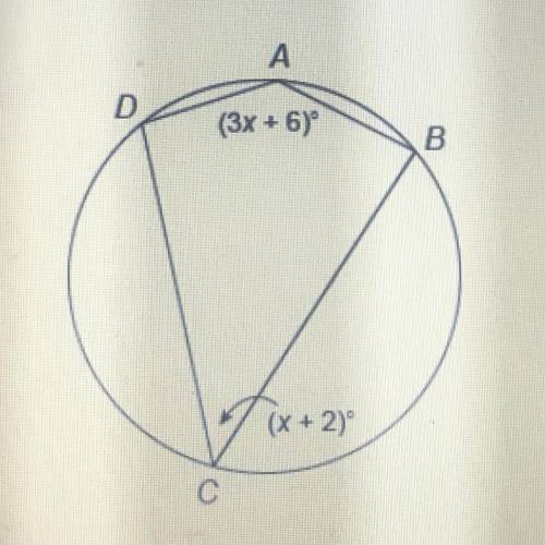 Quadrilateral ABCD is inscribed in a circle. What is the measure of angle A? Enter your answer in t