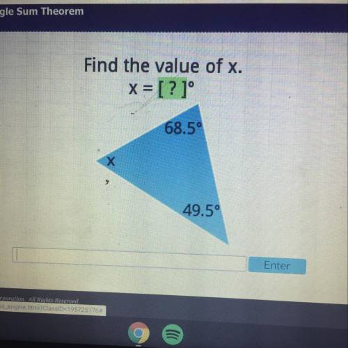 Angle sum theorem 
Find the value of x