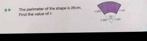 The perimeter of the shape is 28 cm. Find the value of radius.