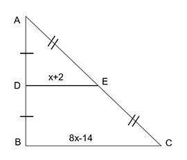 In the given triangle ABC, find DE. answers: 20 5 10 2.5