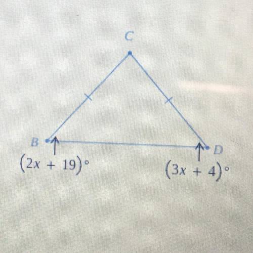Find the degree measure of each angle in the triangle.