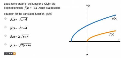 Look at the graph of the functions. Given the original function, what is a possible equation for th