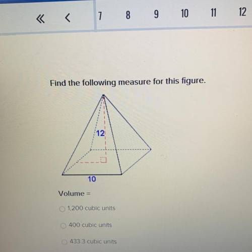 Find the following measure for this figure.
Volume =