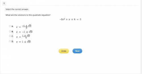 What are the solutions to this quadratic equation? -2x^2 + x + 4 = 0