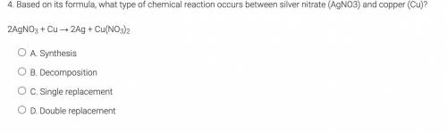 What type of chemical reaction occurs between AgNO3 (sliver nitrate) and Cu (Copper)?