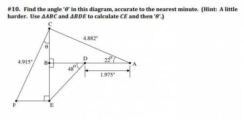 Find the angle in this diagram, accurate to the nearest minute. i do not understand this question s