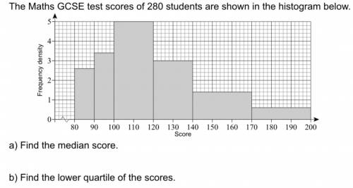 Histograms: answer a and b, find median and lower quartile