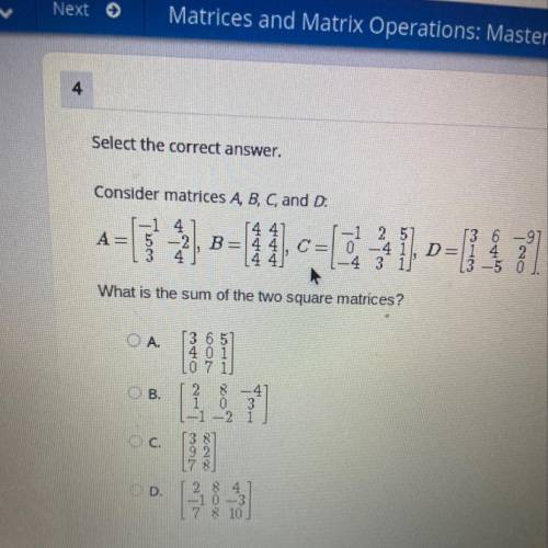 What is the sum of the two matrices?