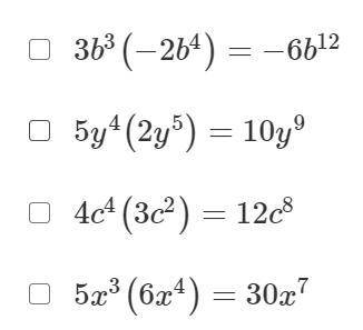Which equations are correct? Select each correct answer.