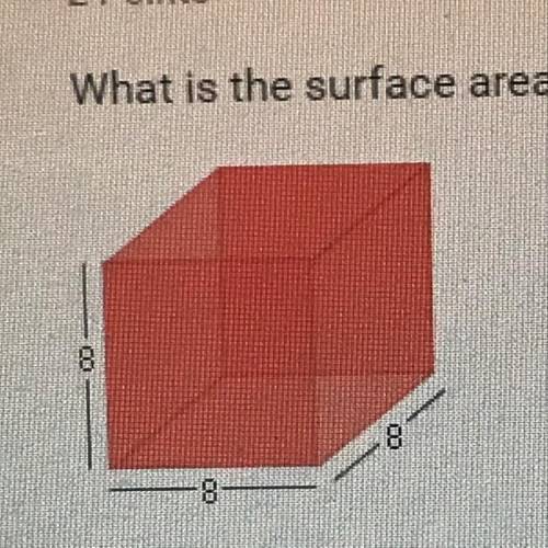 What is the surface area of the cube below?

A. 508 units2 
B. 512 units2 
C. 320 units2 
D. 384 u