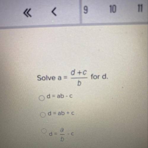 Solve a = d+c/b
Help me please