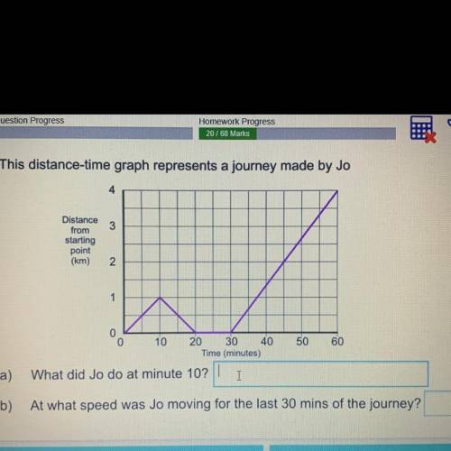 This distance time graph represents a journey made by Jo