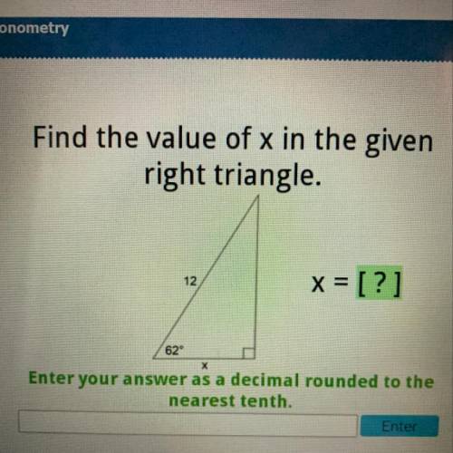 Find the value of x in the given right triangle HELP IDK HOW TO DO THIS PLEASE