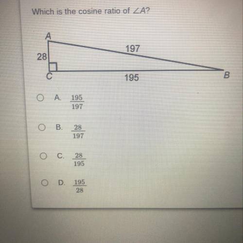 Which is the cosine ratio of