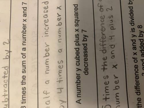 HELP ASAPWhat is this verbal expression as a algebraic expression