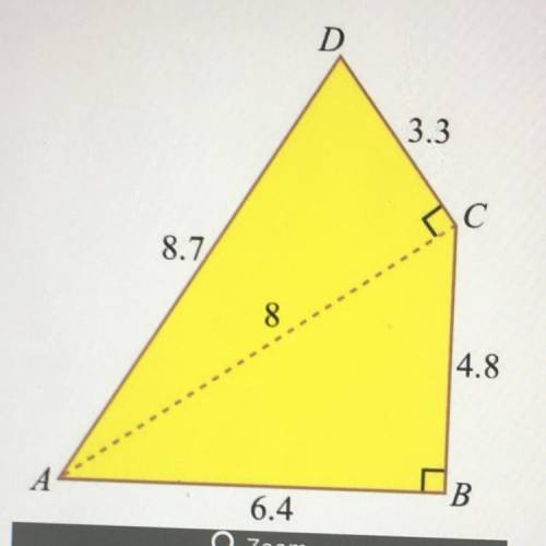 The diagram shows the cross section of a solid metal prism of height 32

cm.
AD = 8.7 cm, AC = 8cm