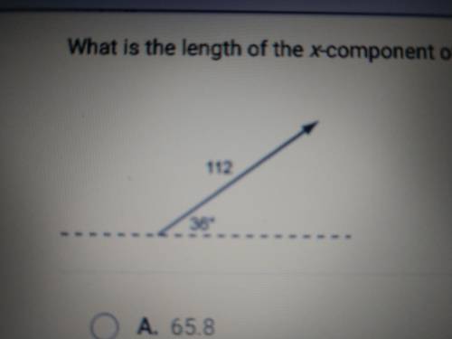 What is the length of the x-component of the vector shown below? A. 65.8 B. 90.6 C. 112 D. 33.2